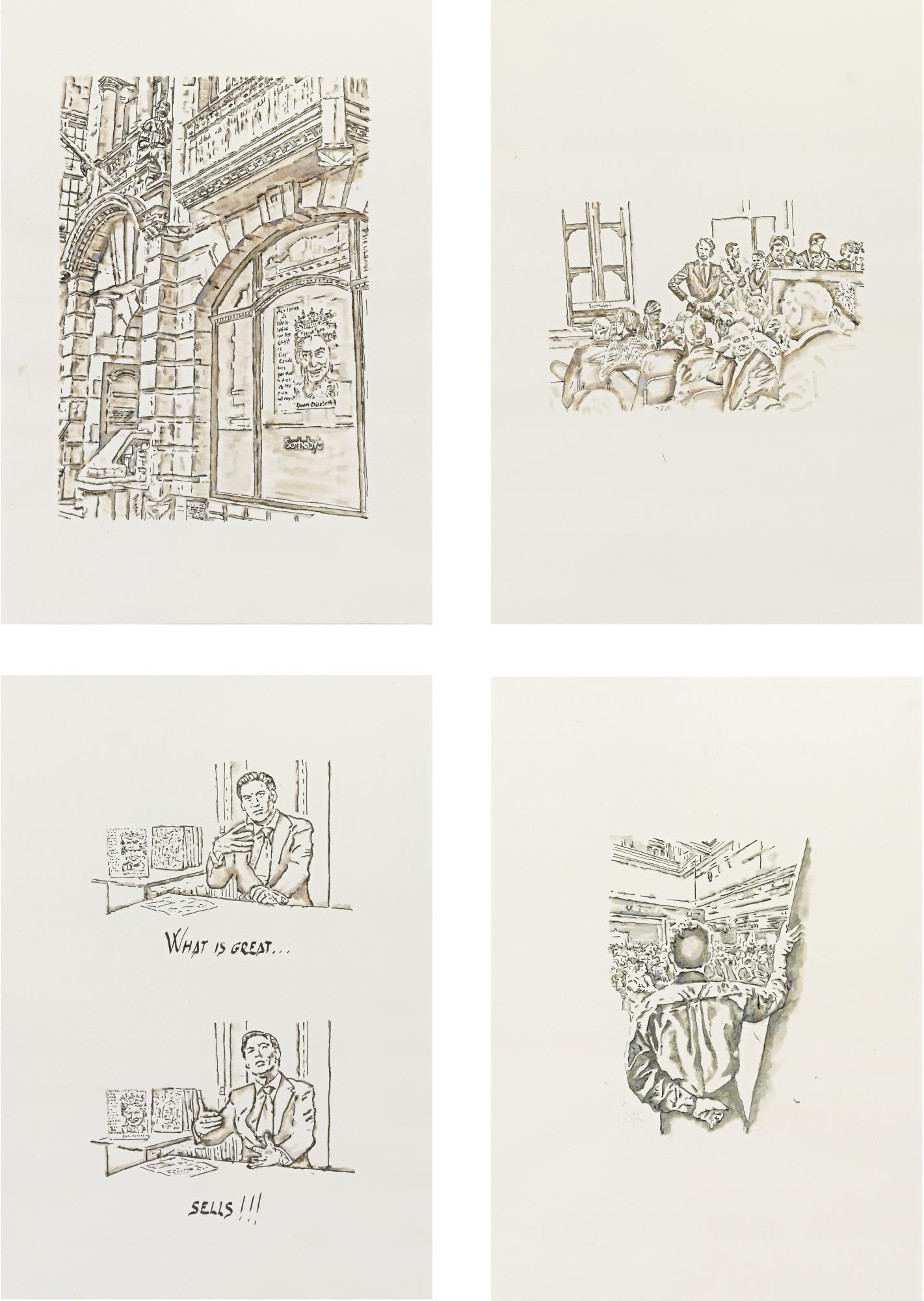 José-María Cano - Sotheby\'S London Facade; Tobias Meyer Checking The Audience; Alexander Rotter; Lots Of Excitement In The Room [Four Works]