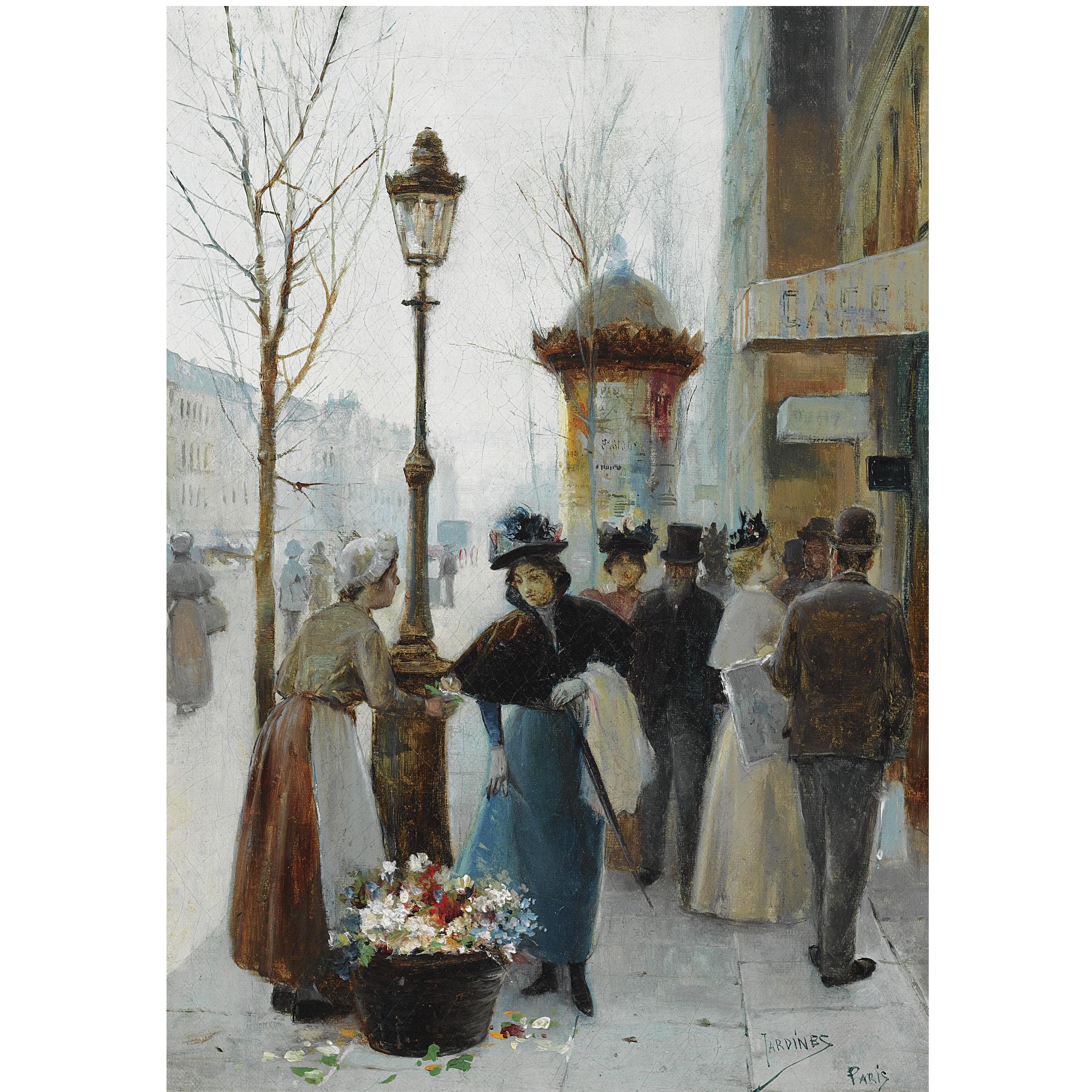 José Maria Jardines - Spanish A Parisian Flower Seller
