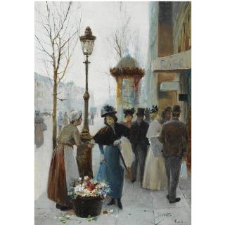 José Maria Jardines - Spanish A Parisian Flower Seller