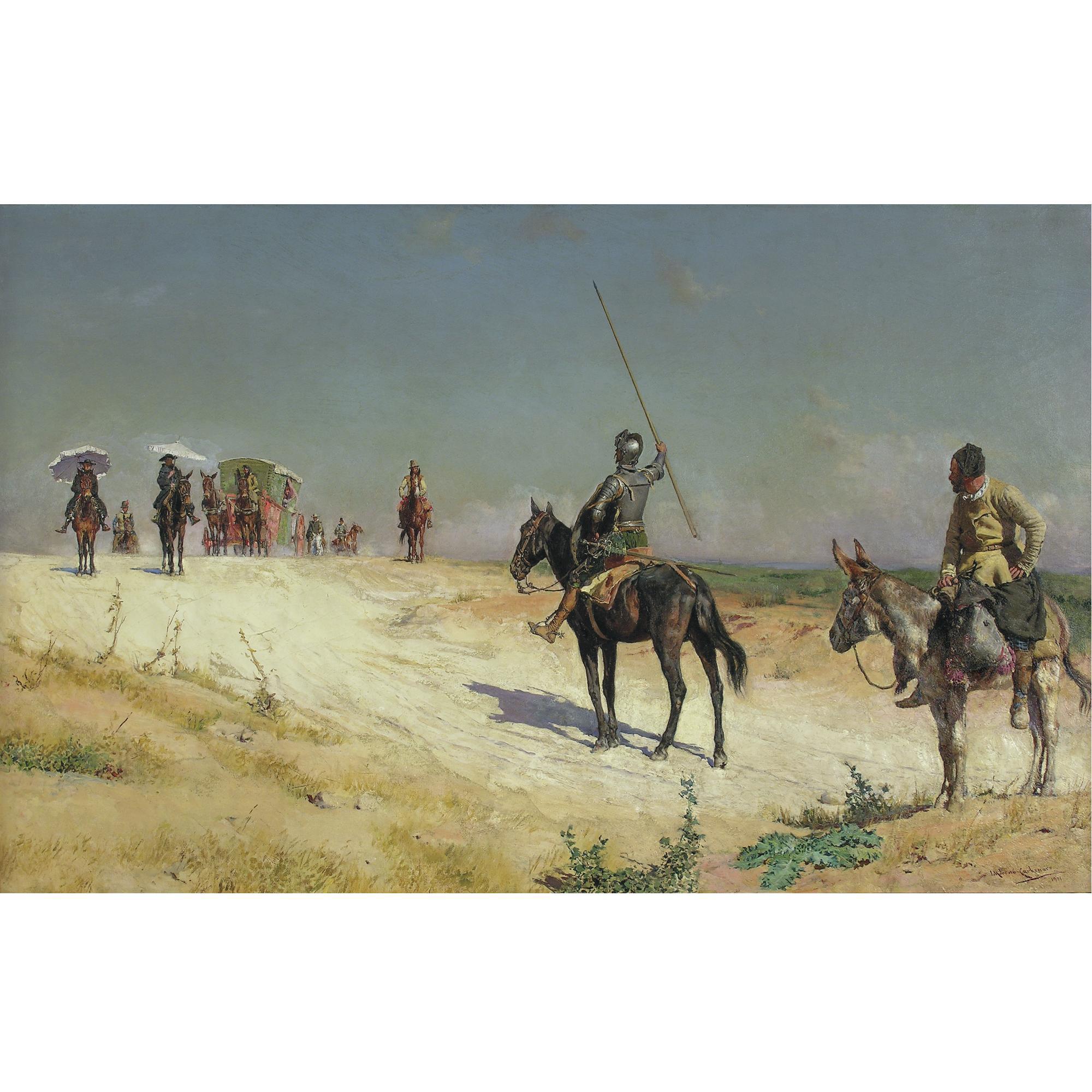 José Moreno Carbonero - Spanish Don Quixote Halting The Caravan