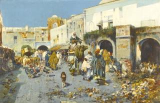 José Navarro Lloréns - Spanish a Bustling Street