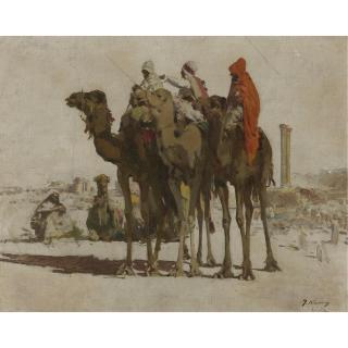 José Navarro Lloréns - Spanish A Caravan In The Desert, Algeria