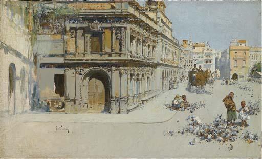 José Navarro y Llorens - A Square In Madrid
