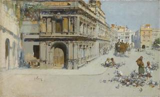 José Navarro y Llorens - A Square In Madrid