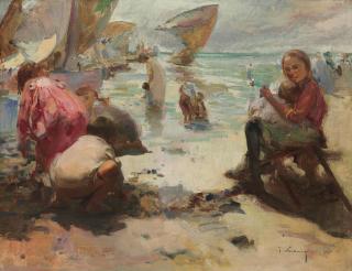 José Navarro y Llorens - Children on the beach
