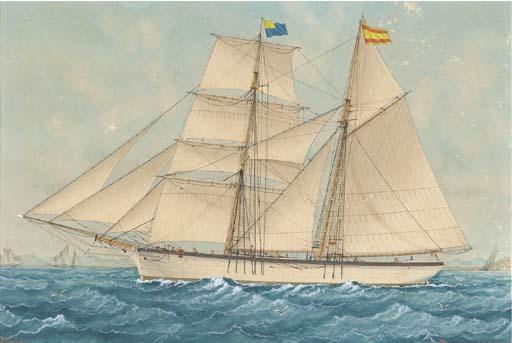 José Pineda - The polacca-schooner Maria amidst small craft off the Spanish coast