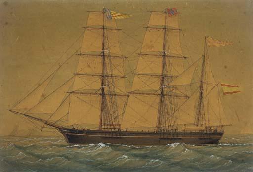 Jose Pineda - The Spanish barque Reusense of Tarragona amidst other shipping at sea