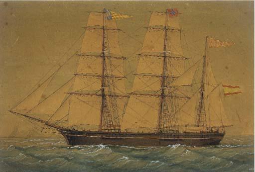José Pineda - The Spanish barque Reusense of Tarragona amidst other shipping at sea