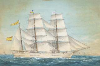 José Pineda - The Spanish barque Teresa in full sail off the coast