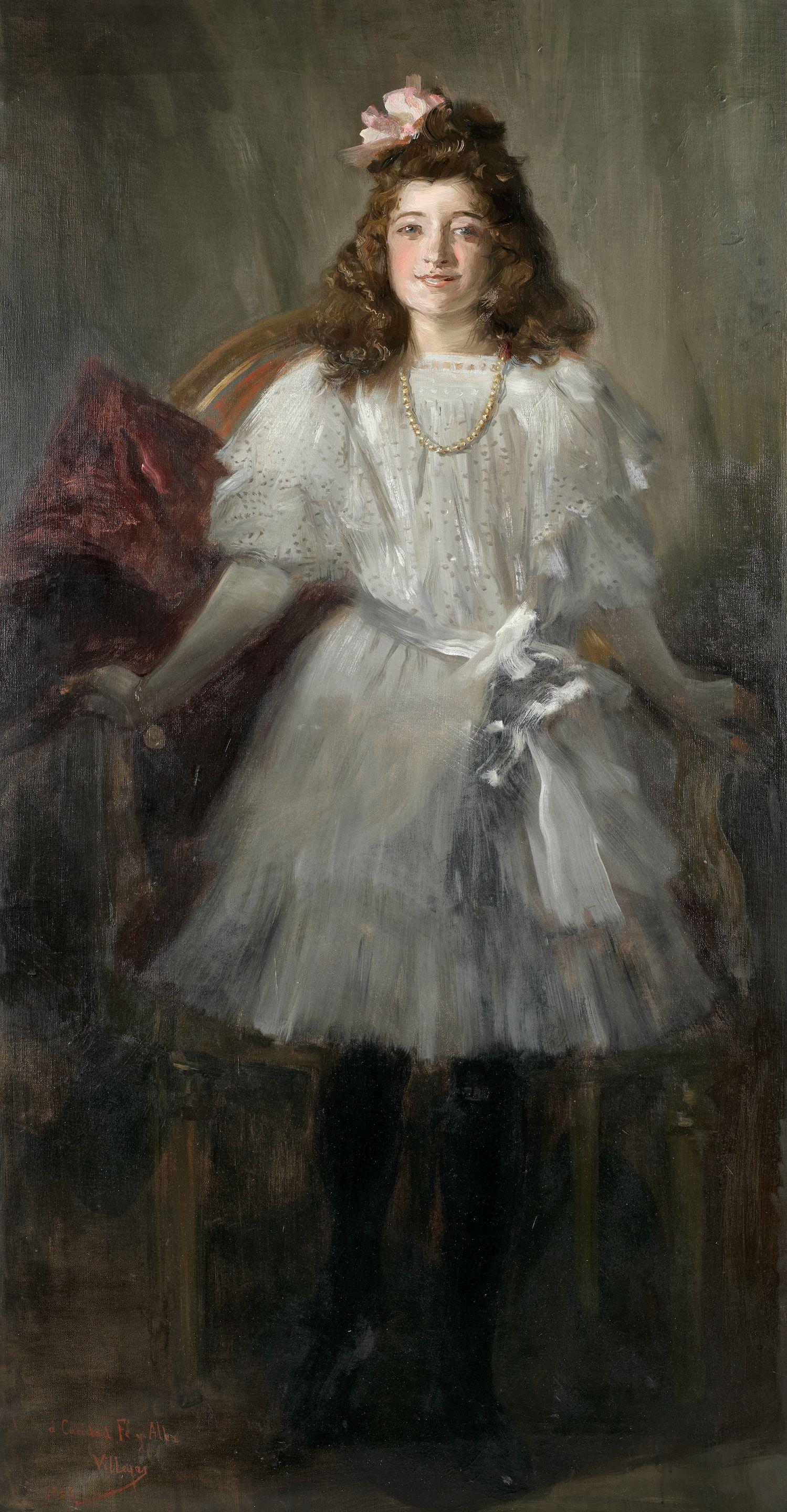 José Villegas Y Cordero - Portrait Of Caridad Fé Y Alba