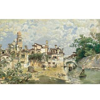 José Villegas y Cordero - Spanish A Venetian Canal