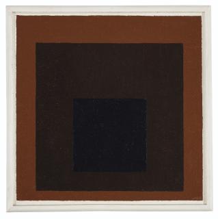 Josef Albers - Squares: Black in Deep Brown + Deep Red [Homage to the Square]