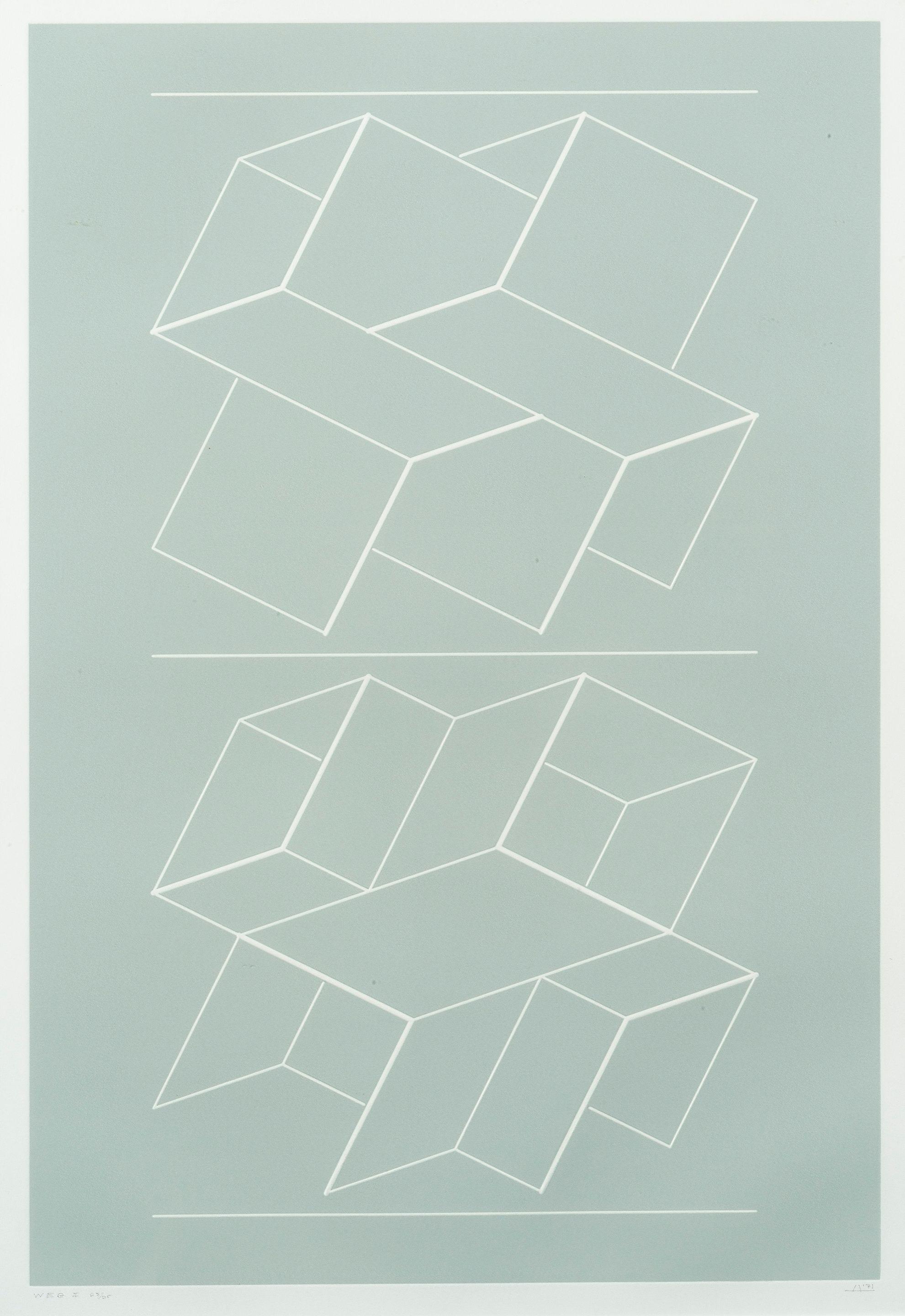 Josef Albers - White embossing on Gray I , 1971