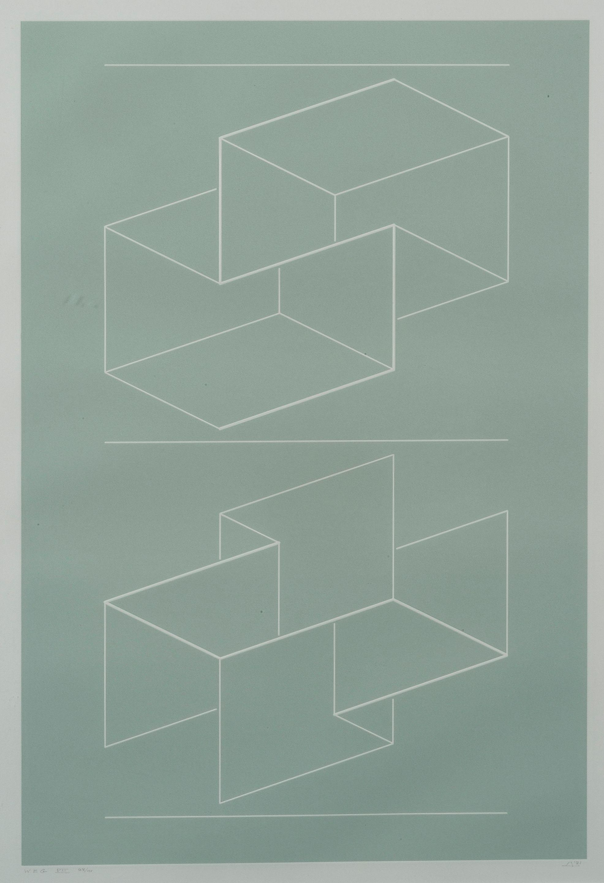 Josef Albers - White embossing on Gray VIII, 1971