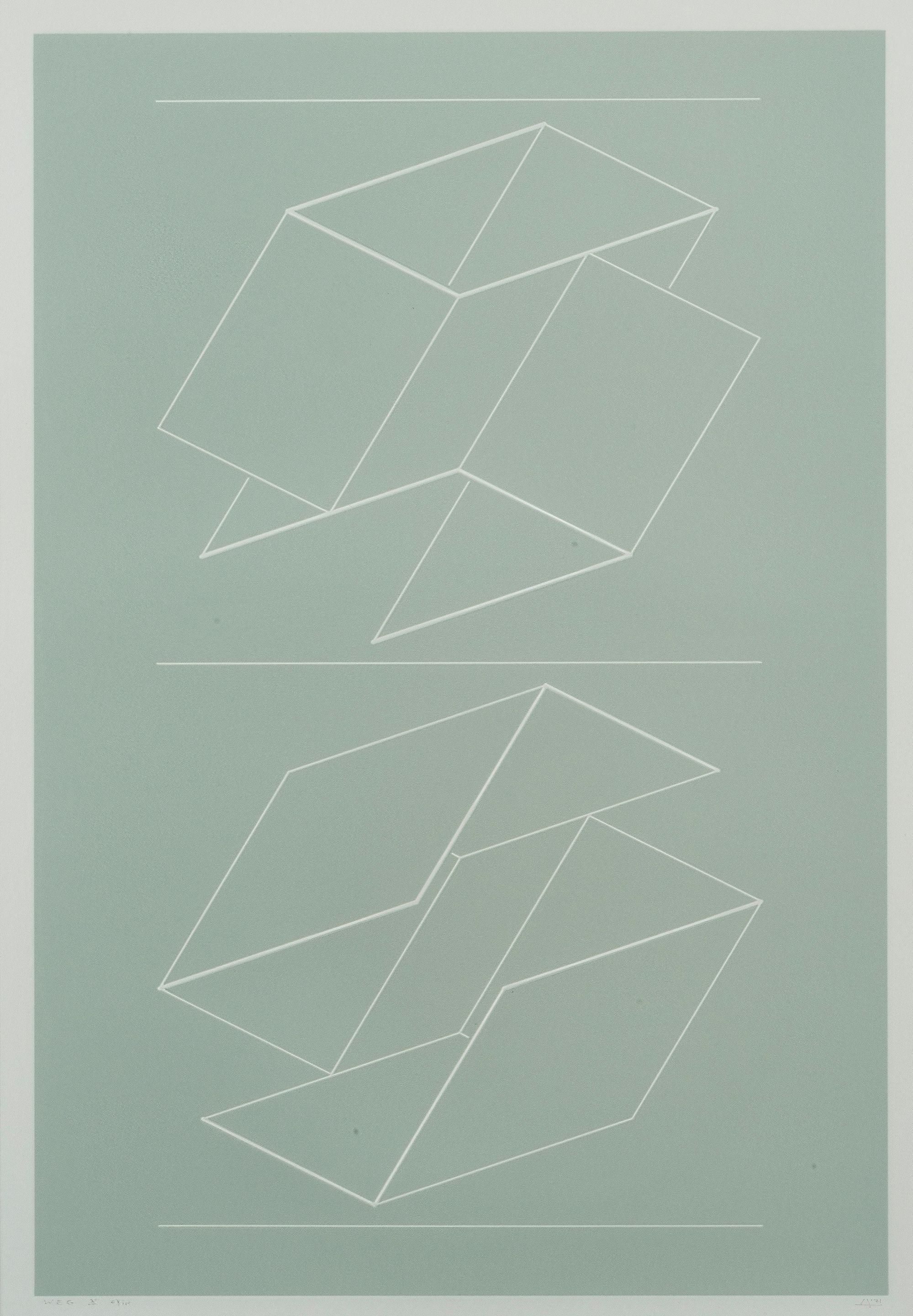 Josef Albers - White embossing on Gray X, 1971