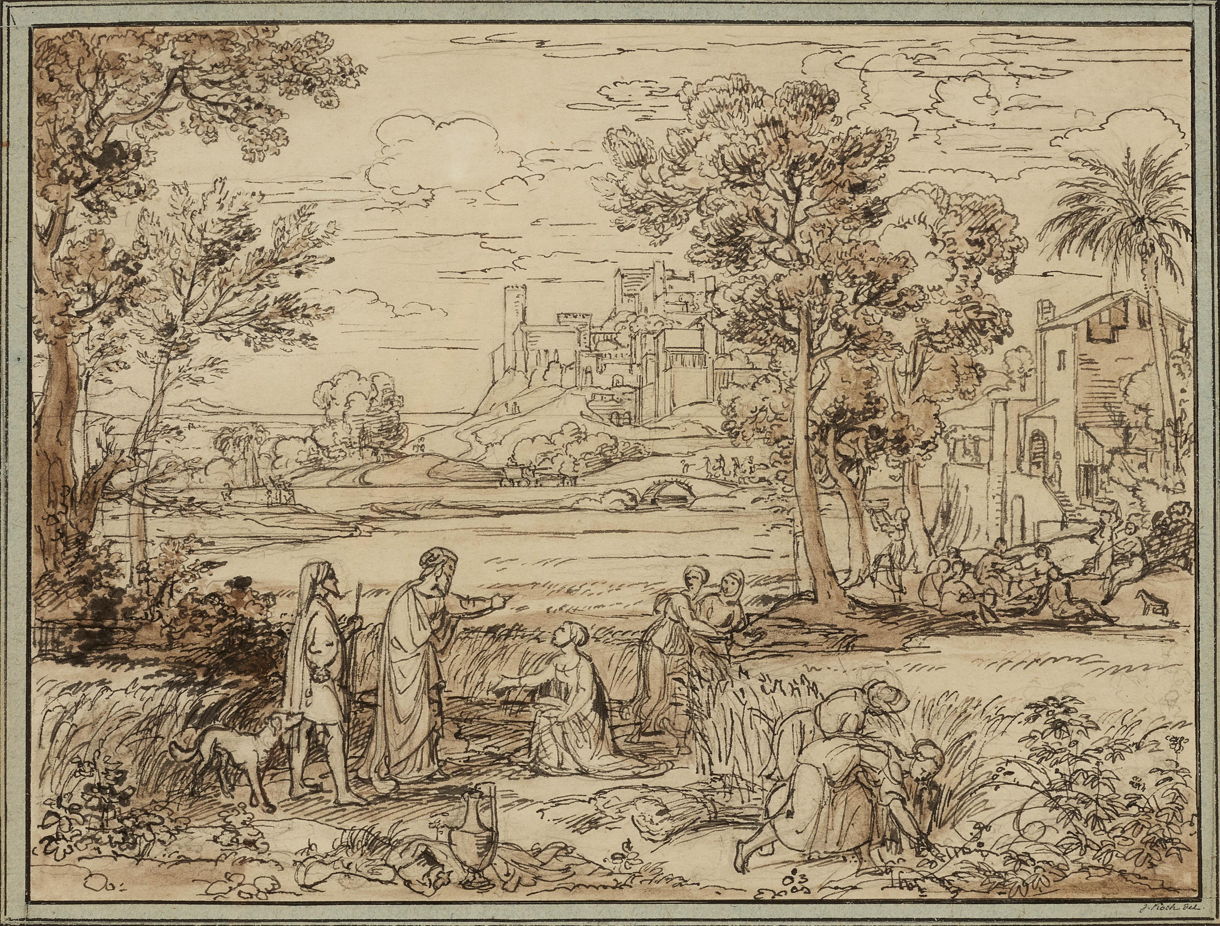 Josef Anton Koch - Landschaft mit Ruth und Boas auf dem Felde