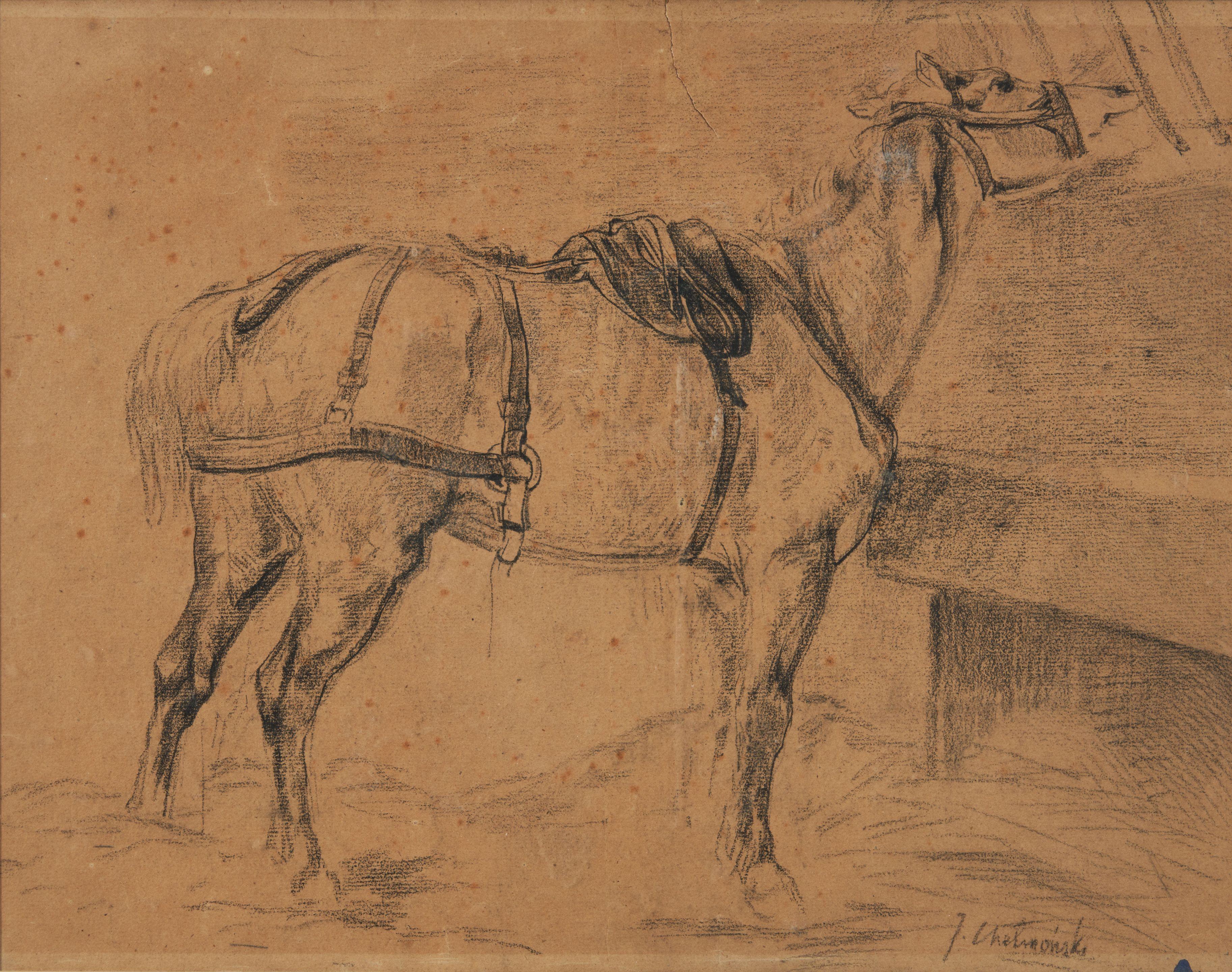 Jósef Chelmonski - The Faithful Mount\'s Reward framed 42.0 x 50.0 x 1.5 cm (16 1/2 x 19 3/4 x 3/4 in).