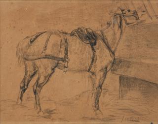 Jósef Chelmonski - The Faithful Mount\'s Reward framed 42.0 x 50.0 x 1.5 cm (16 1/2 x 19 3/4 x 3/4 in).