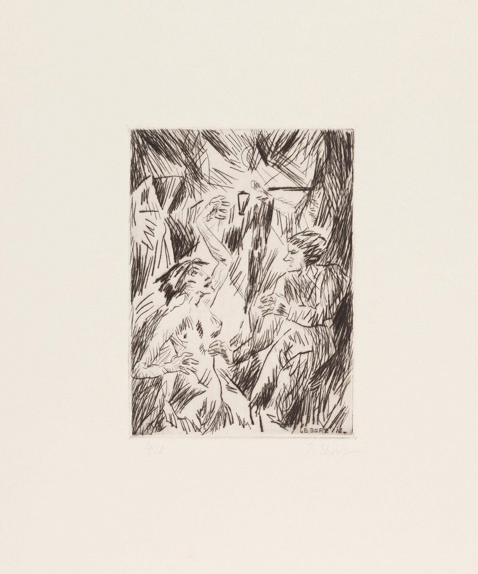 Josef Eberz - 3 Bll.: Nächtlicher Streit – Liebespaar – Überfall.