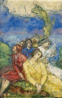 Josef Hegenbarth - Gruppe von Sängerinnen. Auf der Rückseite eine Studie