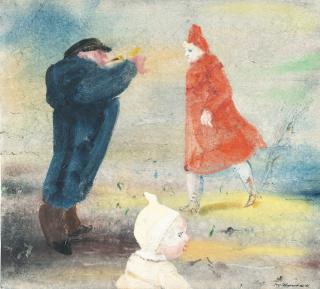 Josef Hegenbarth - Recto: Straßenpassanten – Verso: Drei Frauen am Tisch