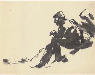 Josef Herman, R.A. - A Seated Miner