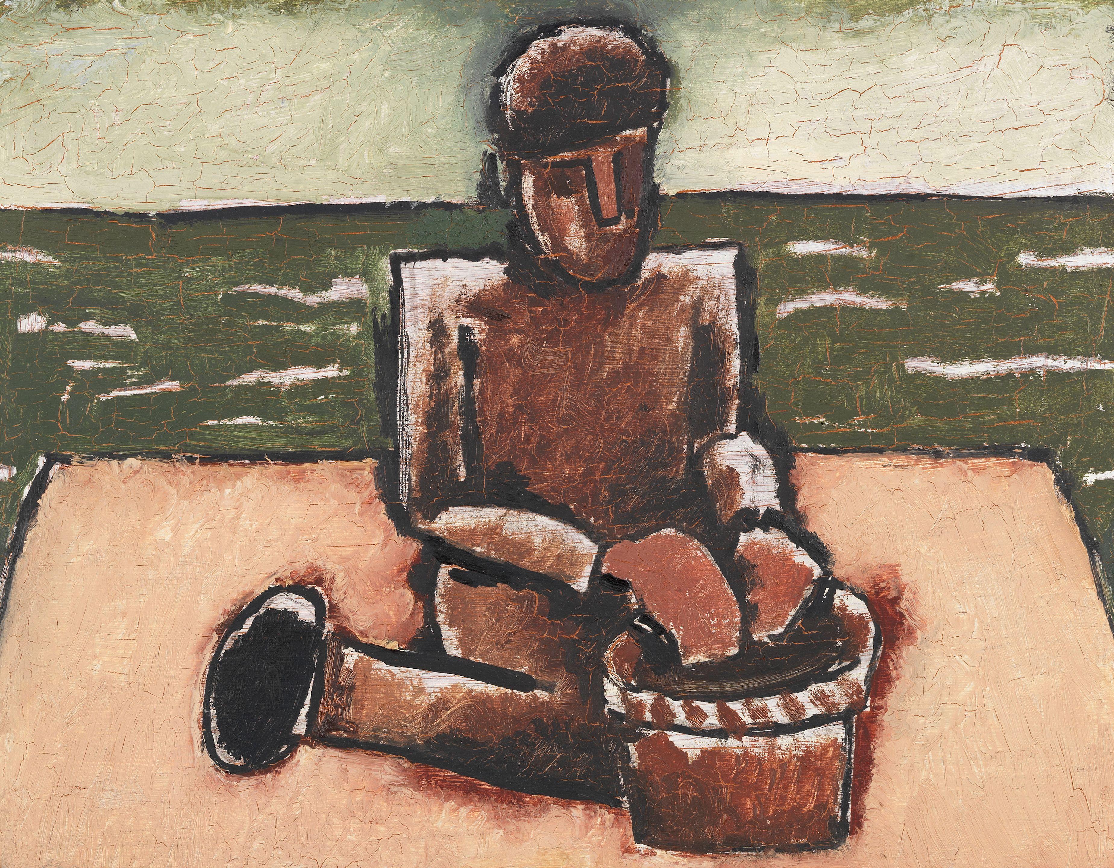 Josef Herman R.A. - Fisherman With Basket