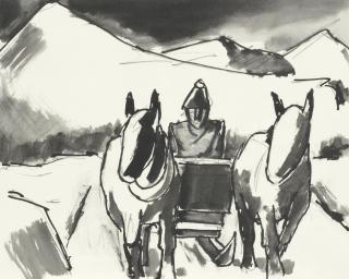 Josef Herman R.A. - Horses and Cart