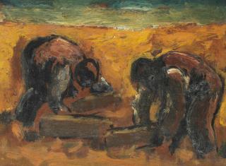 Josef Herman R.A. - Lifting Blocks