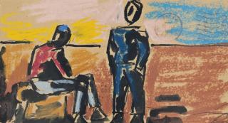 Josef Herman, R.A. - Study of two men