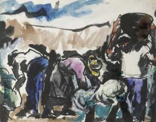 Josef Herman, R.A. - The grape harvest, Bordeaux