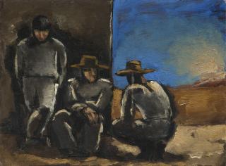 Josef Herman, R.A. - Twilight Conversation