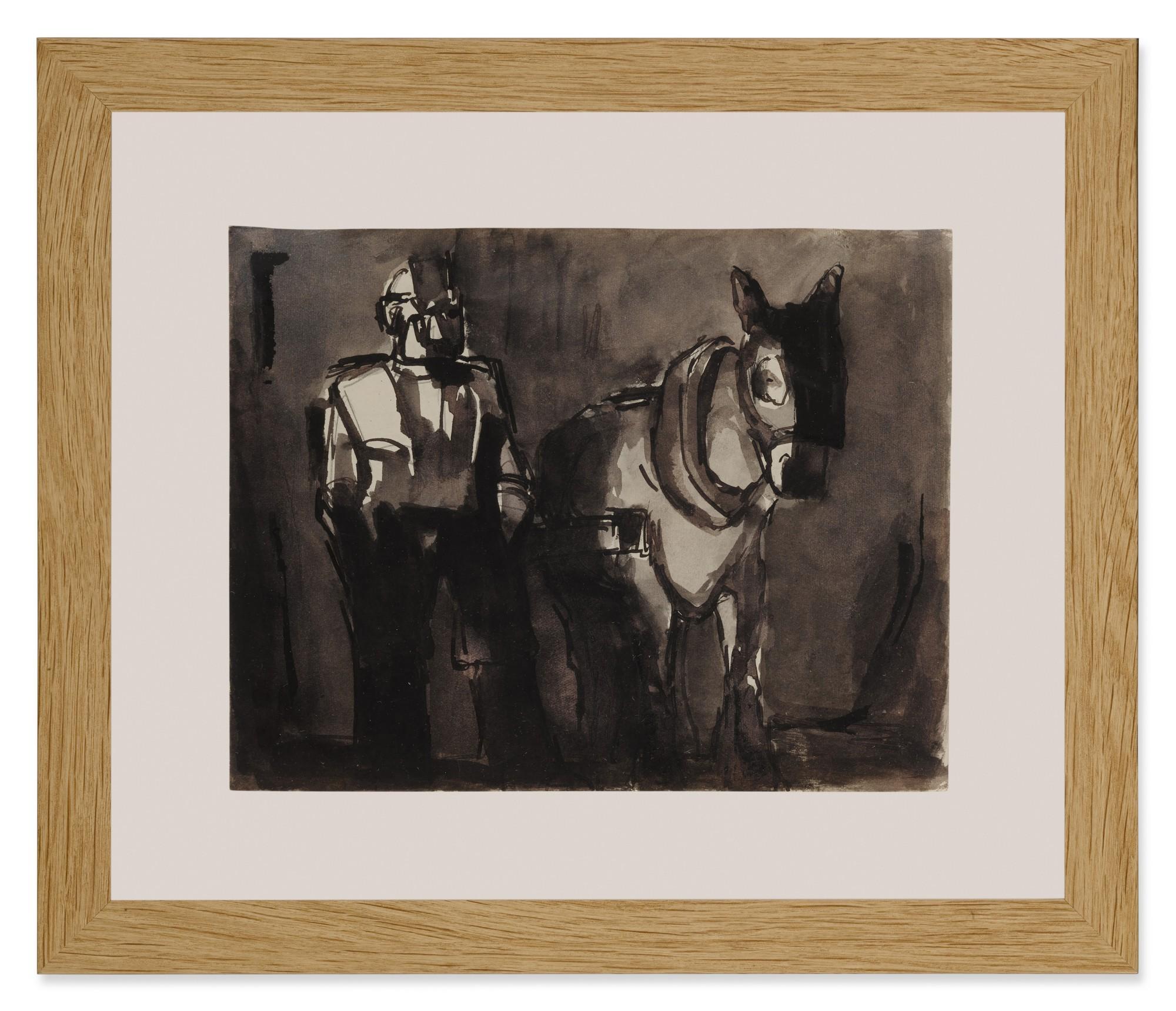 Josef Herman - Miner and his pit pony underground