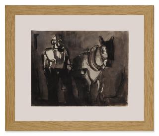 Josef Herman - Miner and his pit pony underground