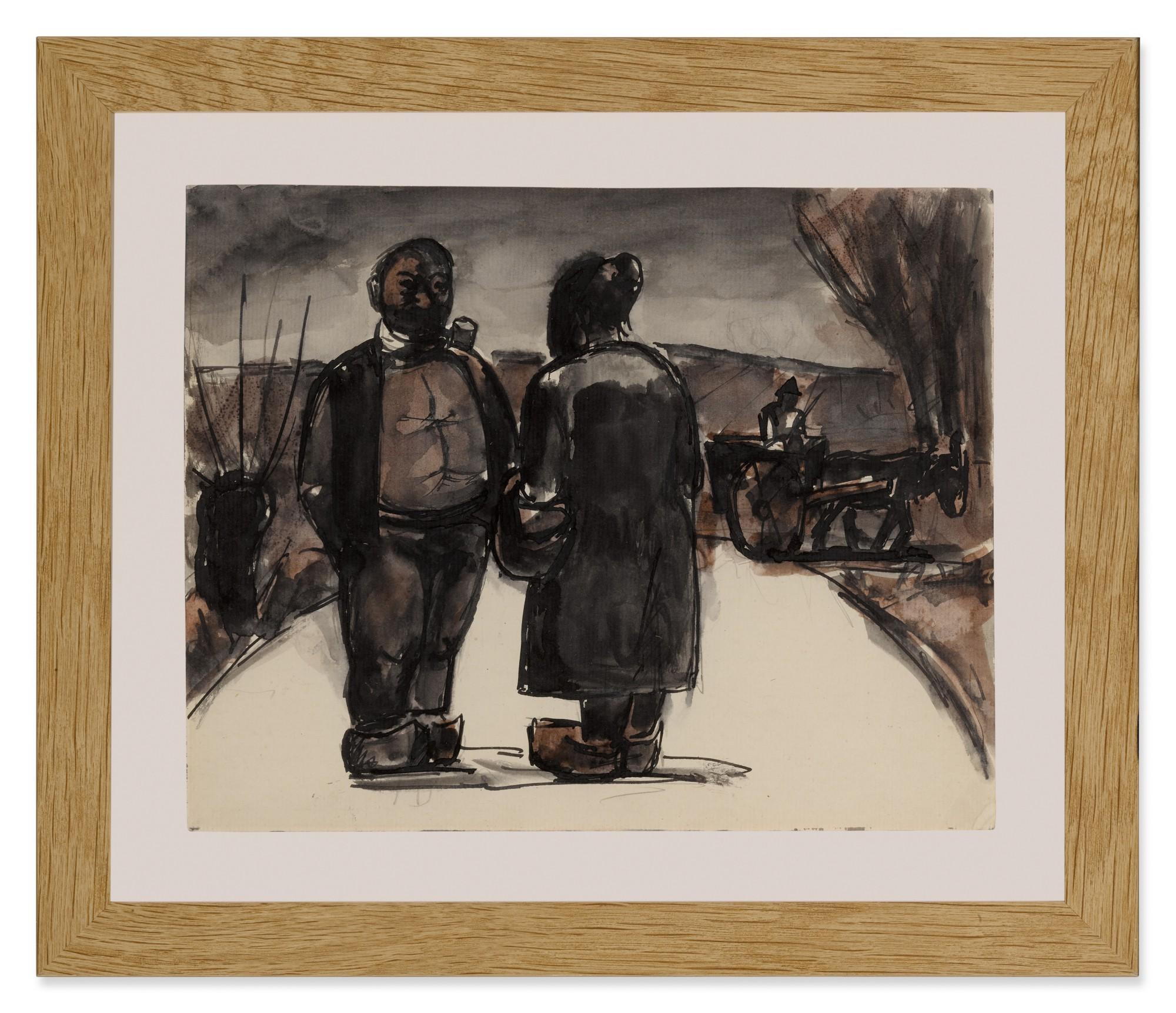 Josef Herman - Talk in the road