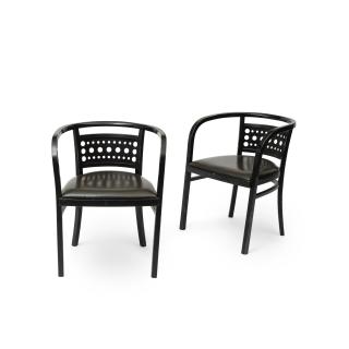 Josef Hoffmann - A set of twelve ebonised Viennese Secessionist armchairs