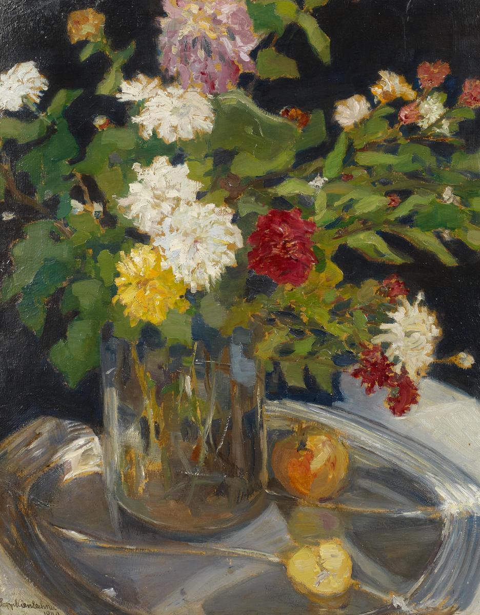 Josef Kienlechner - Stillleben mit Chrysanthemen.