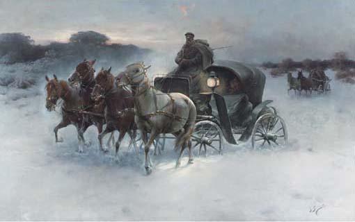 Josef Konarsky - Sledging through the snow