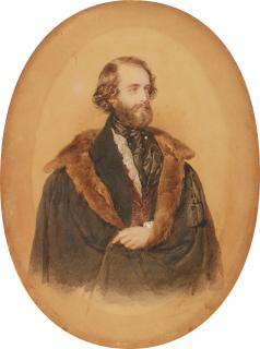 Josef Kriehuber - Half length portrait of a bearded Gentleman