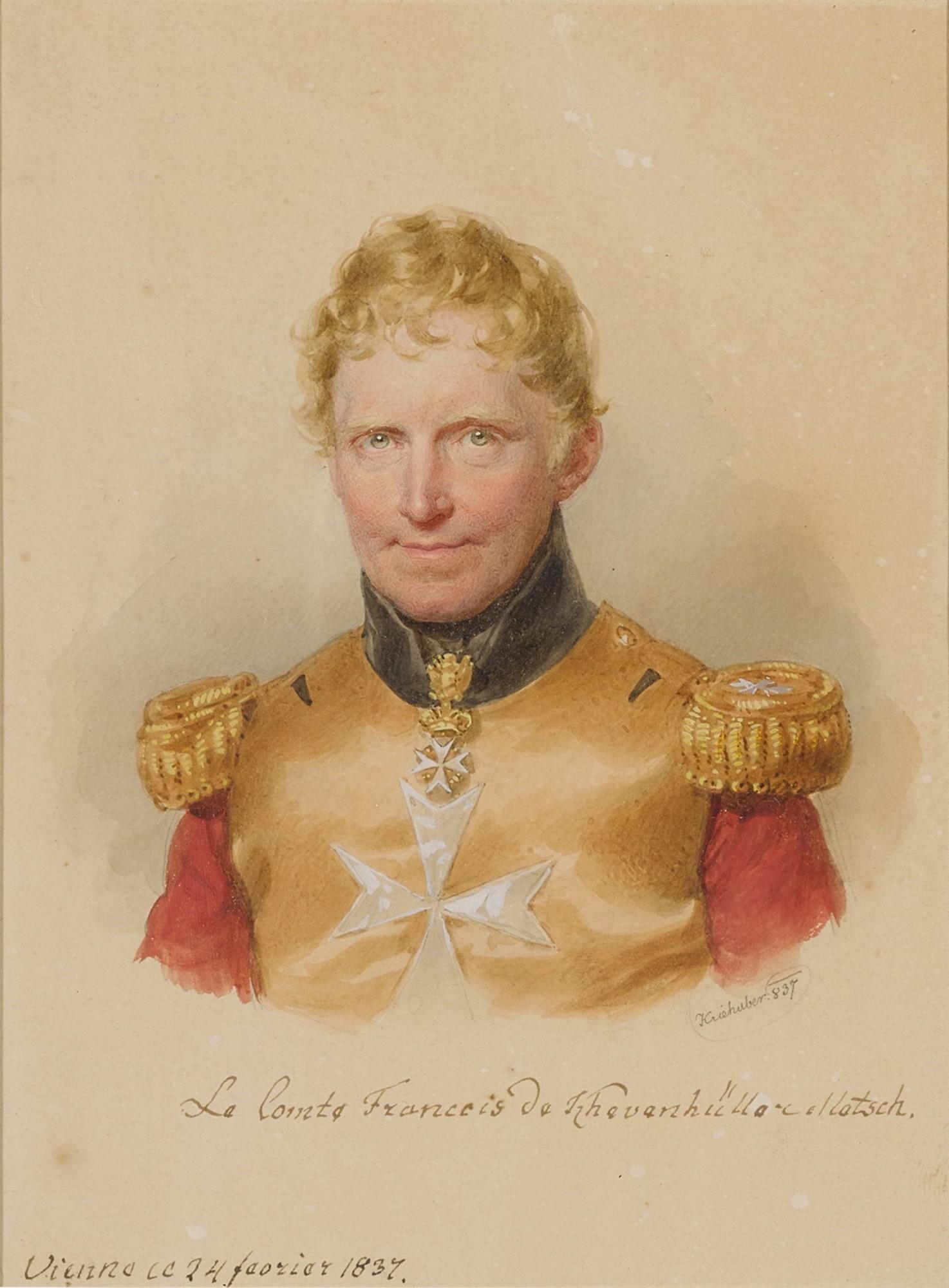 Josef Kriehuber - Half Length Portrait of a soldier, traditionally identified as Le Comte Francois Khevenhüller-Metsch