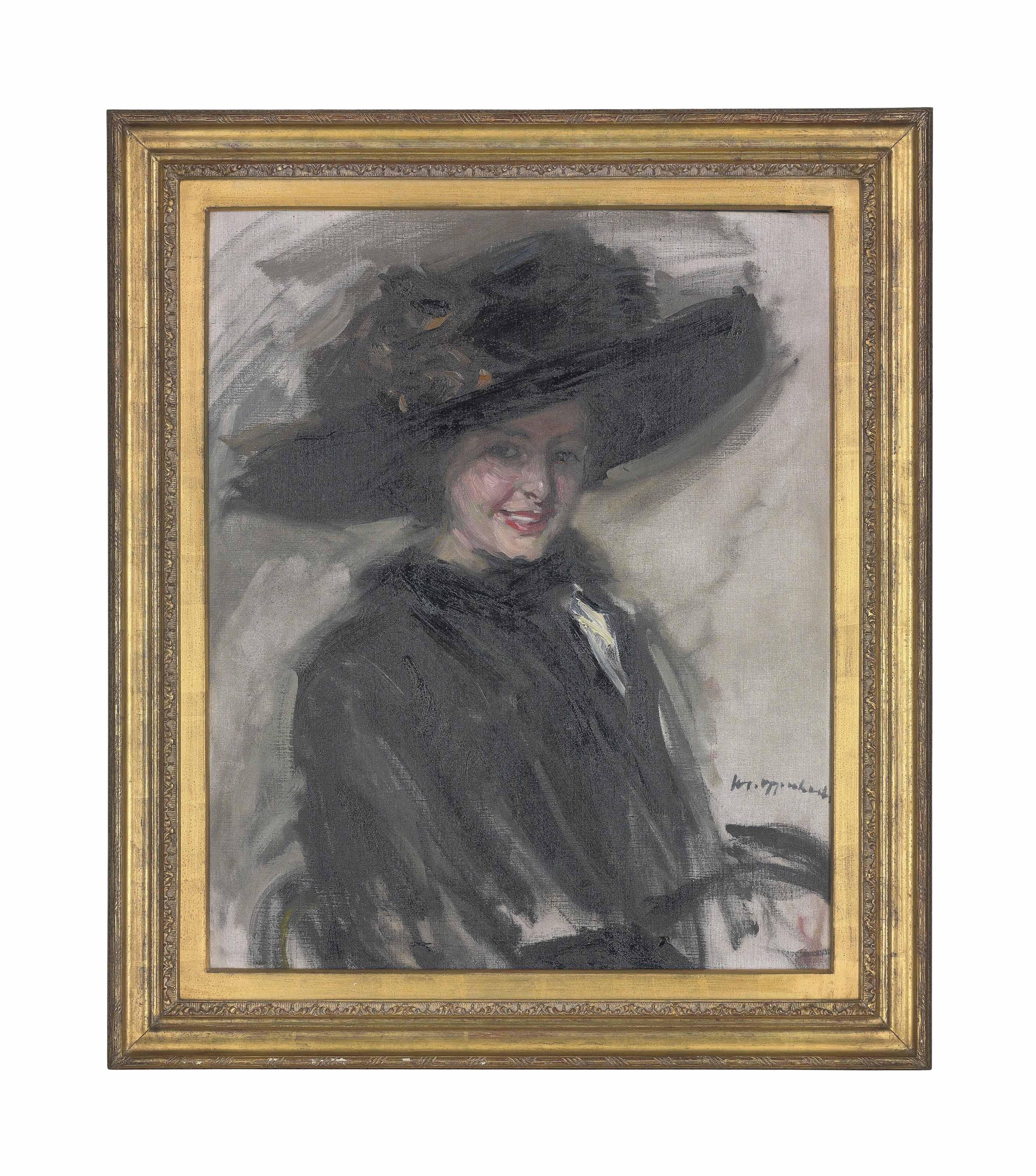 Josef Oppenheimer - Portrait Of A Lady In A Hat