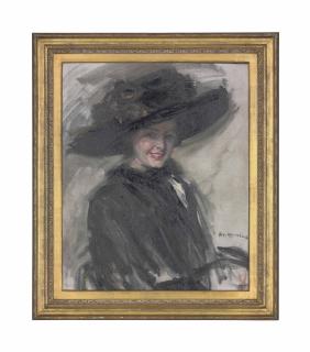 Josef Oppenheimer - Portrait Of A Lady In A Hat