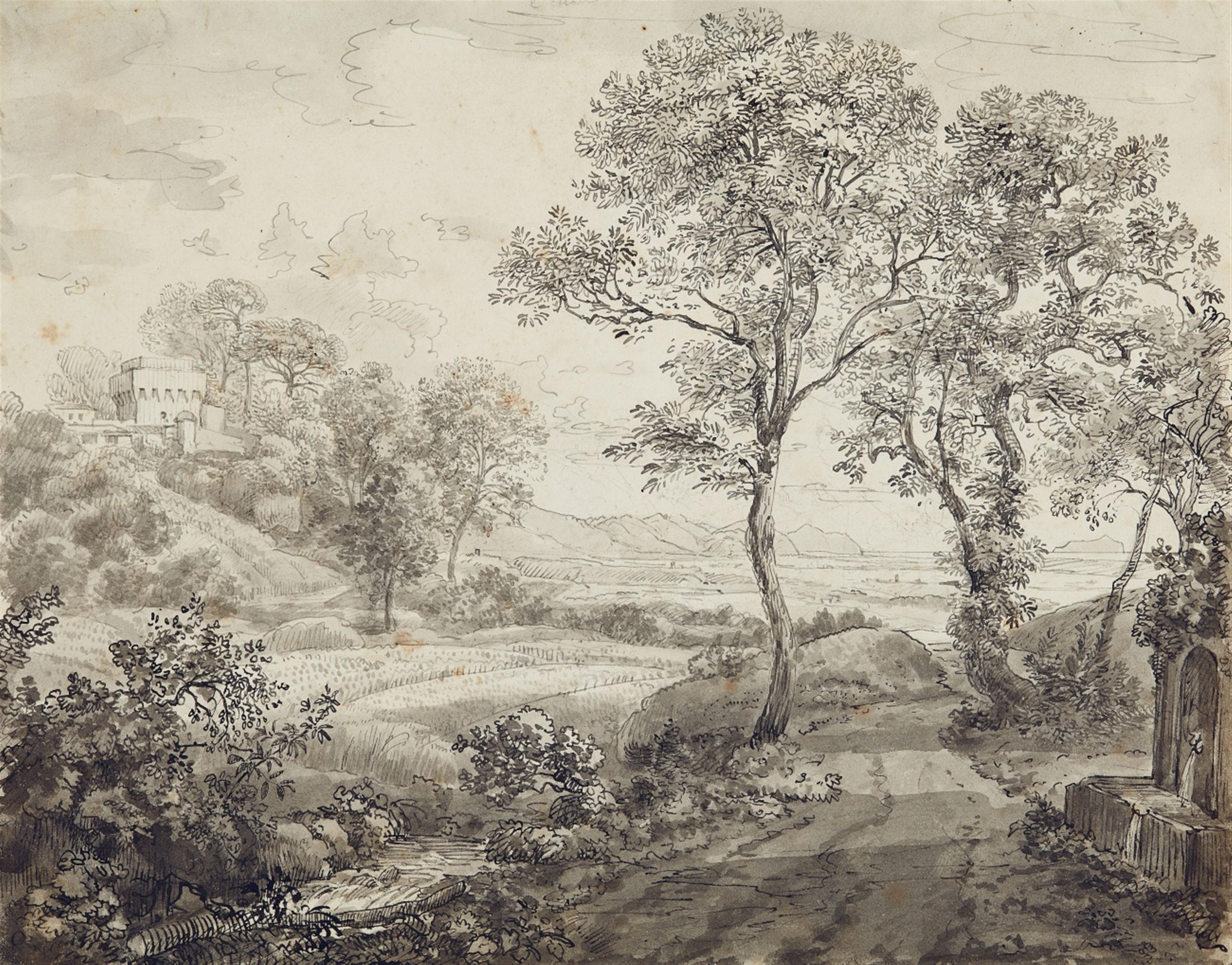 Josef Rebell - Südliche Landschaft mit Wasserbrunnen