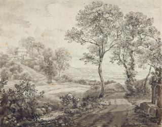 Josef Rebell - Südliche Landschaft mit Wasserbrunnen