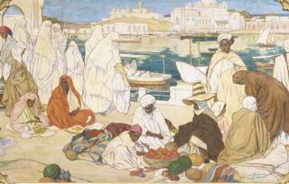 Josef Reusch - Trading on a North-African quay