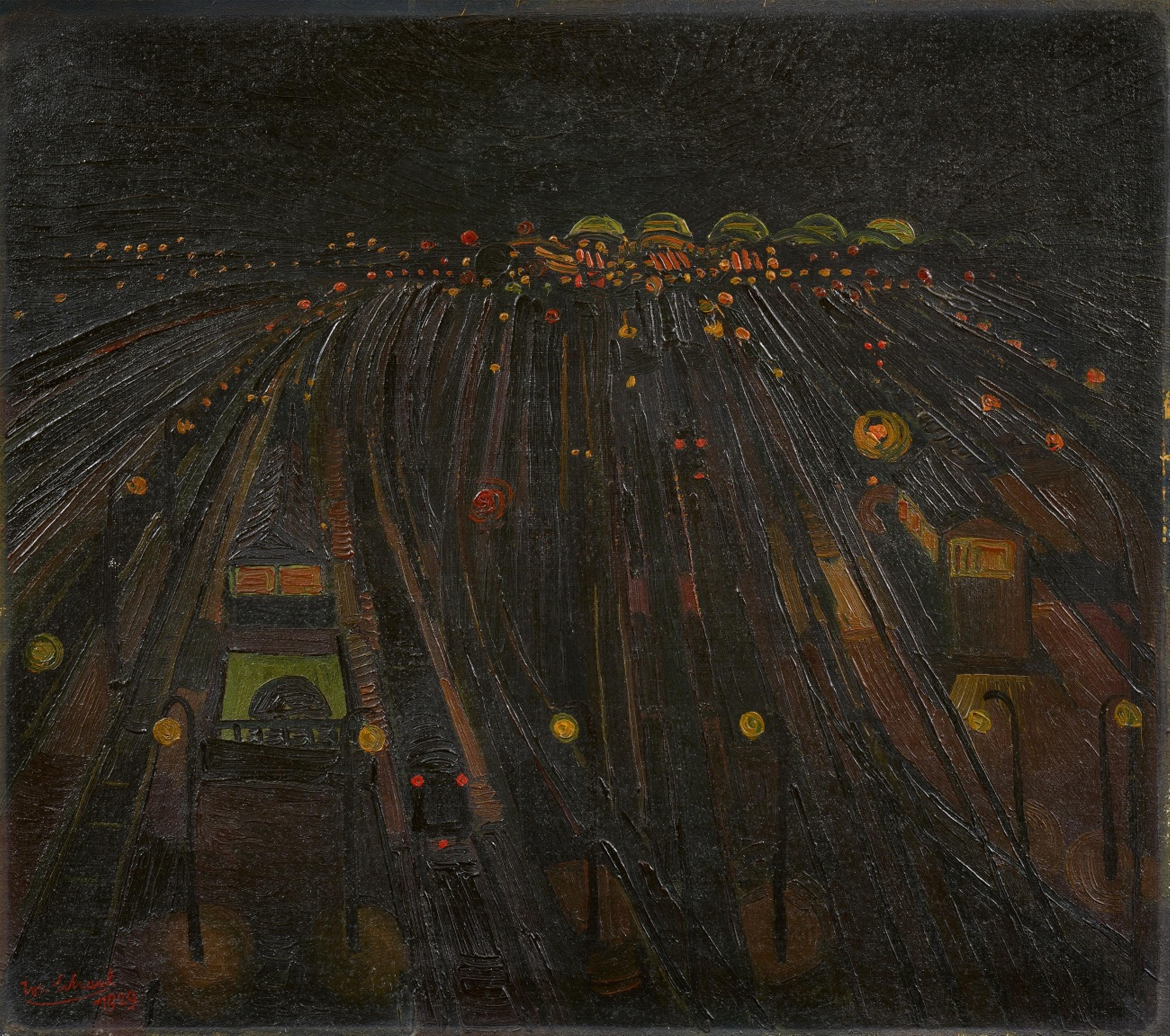 Josef Scharl - Bahnhof bei Nacht