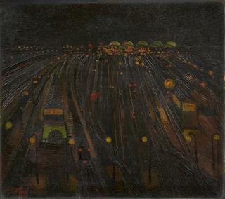 Josef Scharl - Bahnhof bei Nacht