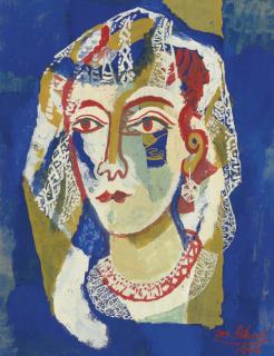 Josef Scharl - Portrait of a woman in a lace mantilla