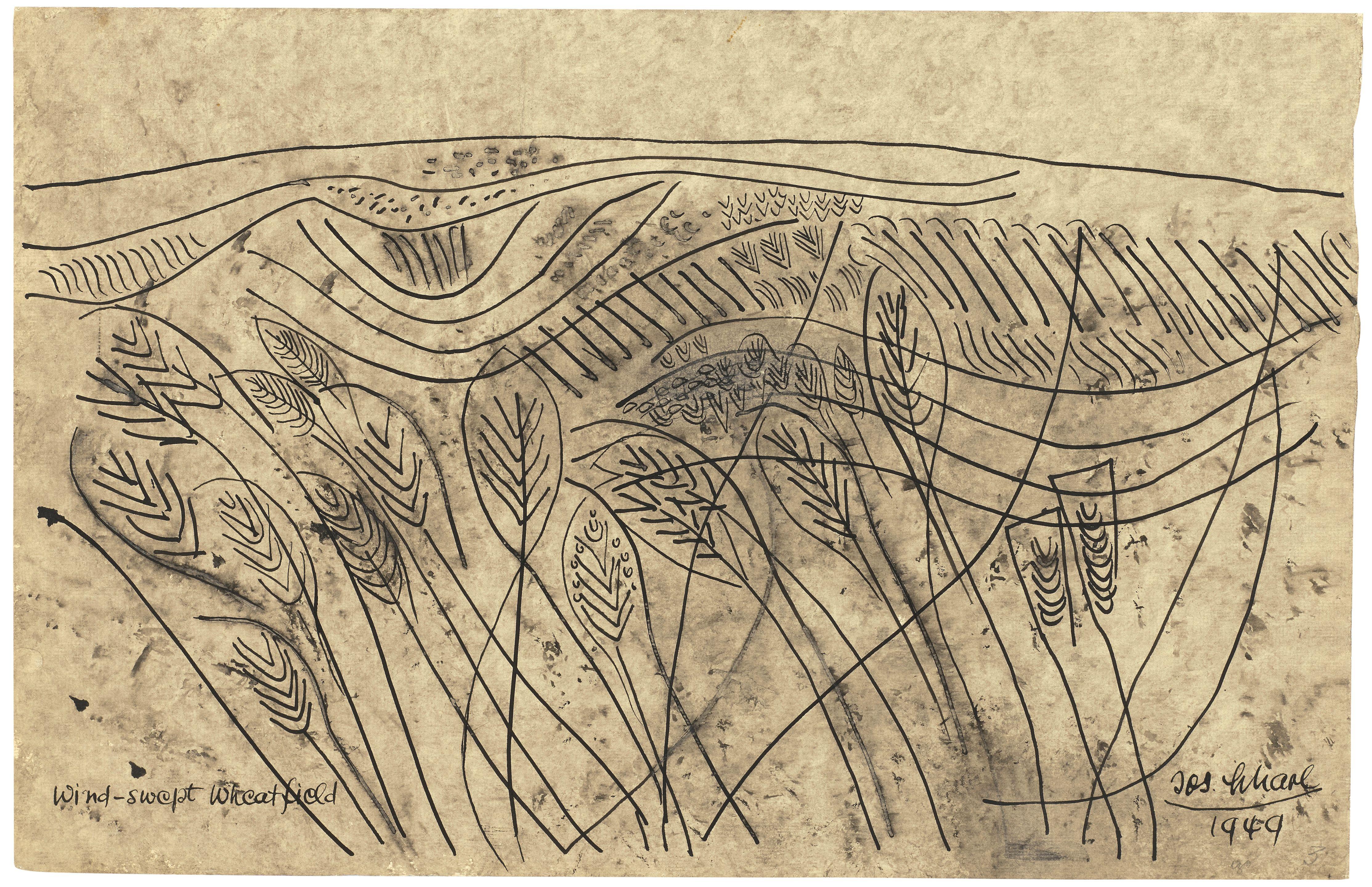 Josef Scharl - Wind-swept Wheatfield