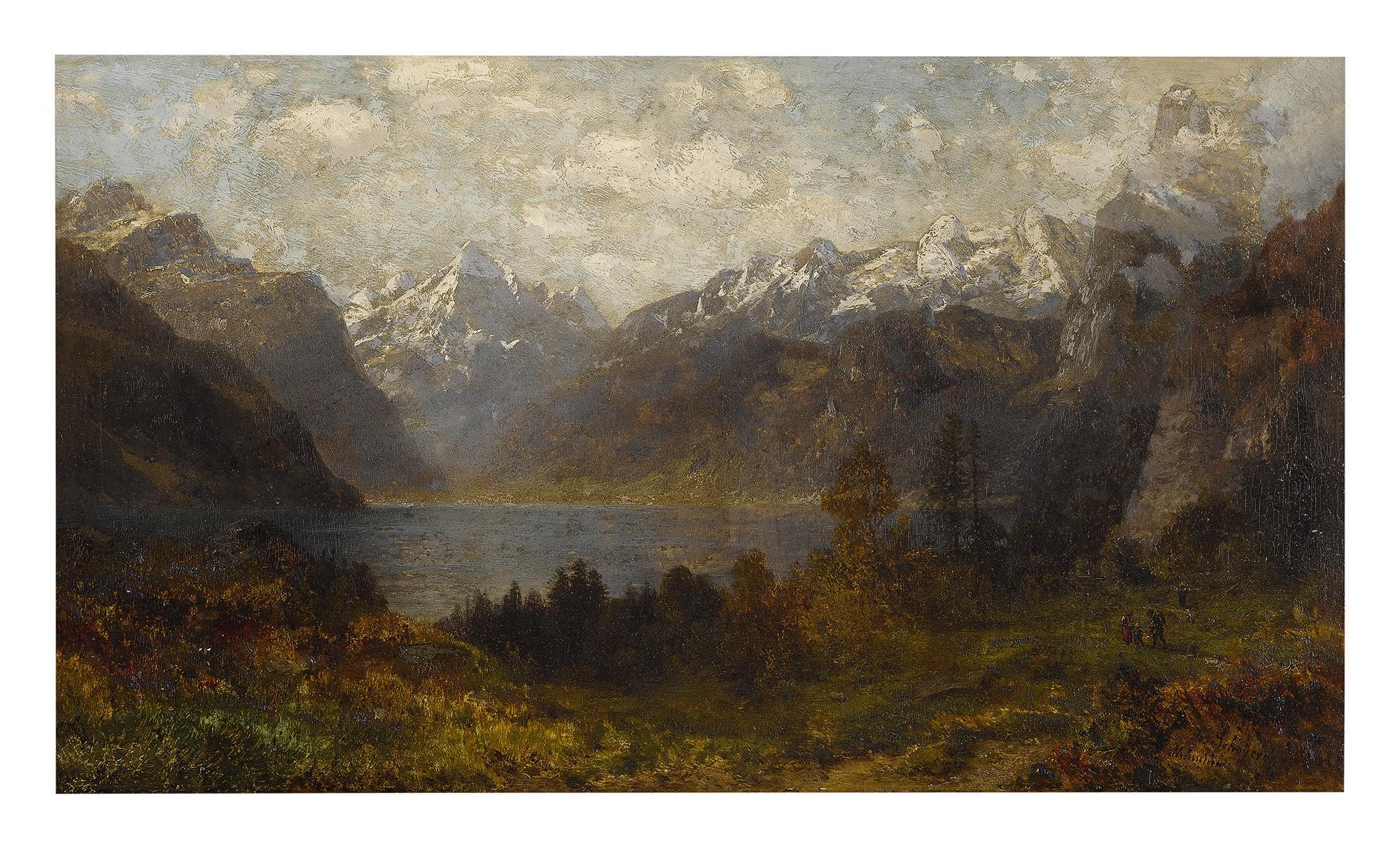 Josef Schoyerer - A Mountainous Landscape With A View Of Lake Lucerne